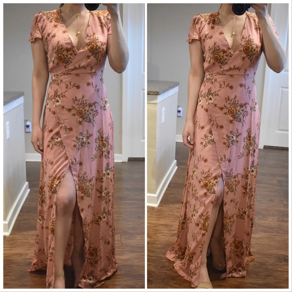 Floral Pink Maxi Wrap Dress - Picture 2 of 6